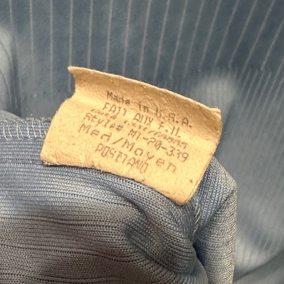 Anchor Blue Ribbed Shirt Baby Blue Medium 90s Fitted Eurotrash Classic - Picture 8 of 11